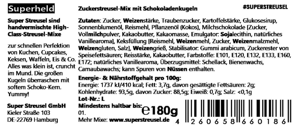Super Streusel SuperErou, Streuselmischung, 90 Gramm Sprinkles Naty Shop