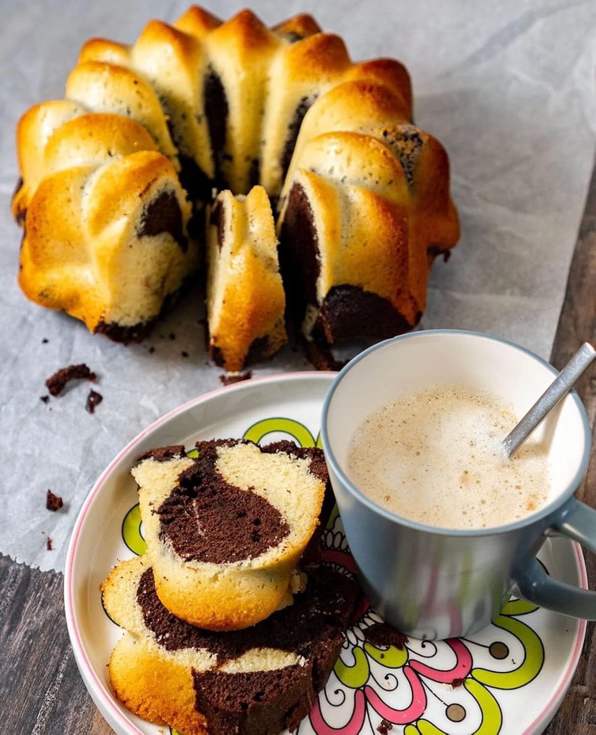 RUF Marmorkuchen, Backmischung Für Einen Kuchen Mit Marmormuster, Hellerteig Mit Kakaomischung, Extra Saftig Und Locker, Vegane Varianten Möglich Naty Shop