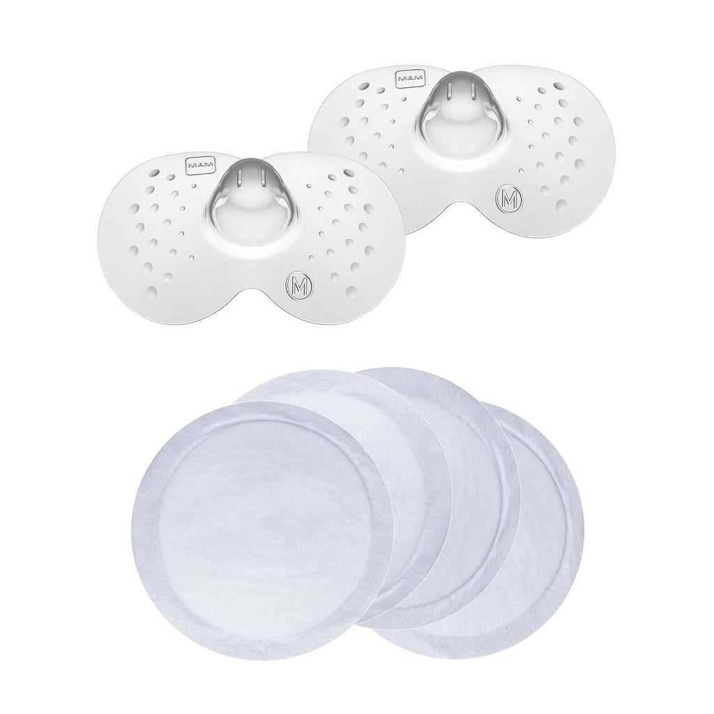 MAM Stillhütchen Größe M (Ø 20 Mm) Im 2Er-Set, Extra Weiche Brusthütchen Zum Schutz Beim Stillen, Brustwarzenschutz Für Maximalen Hautkontakt Zwischen Mutter Und Kind Accesorii Hrana si Alaptare Bebe Naty Shop Single Größe M + Stilleinlagen