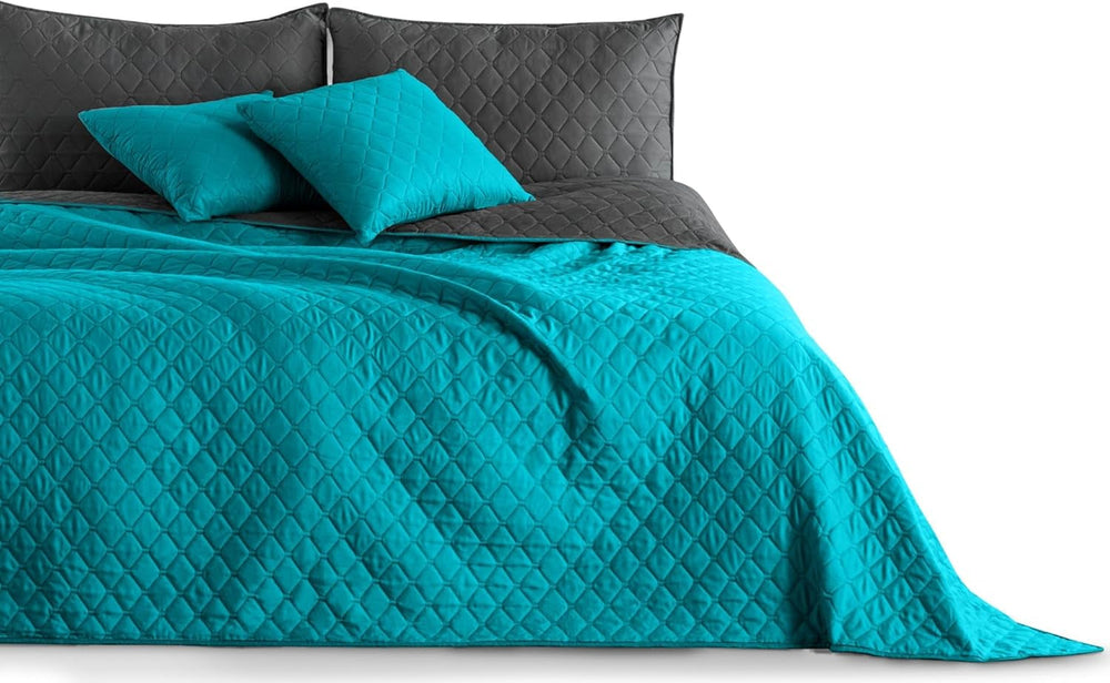 Decoking Tagesdecke 200 x 220 cm Graphit Anthrazit Silbergrau Zweiseitige Tagesdecke pflegeleicht Axel Betten und Decken Besuchen Sie den DecoKing-Store Axel Petrol Graphite 220 x 240 cm