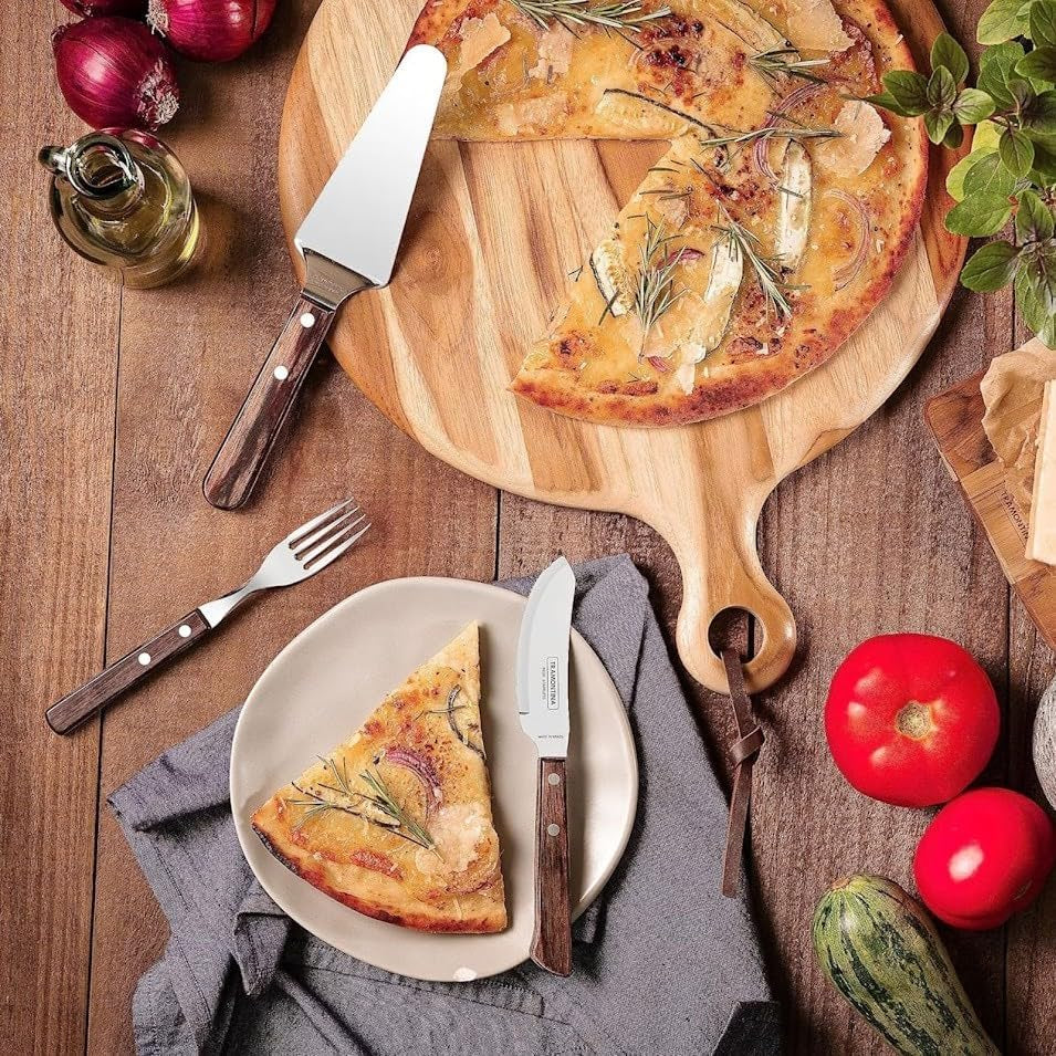 Tramontina PIZZA Besteck, 8-Tlg Set, Für 4 Personen, Rostfreier Edelstahl, Fsc-Zertifizierte Holzgriffe, Spülmaschinenfest Bucatarie Naty Shop