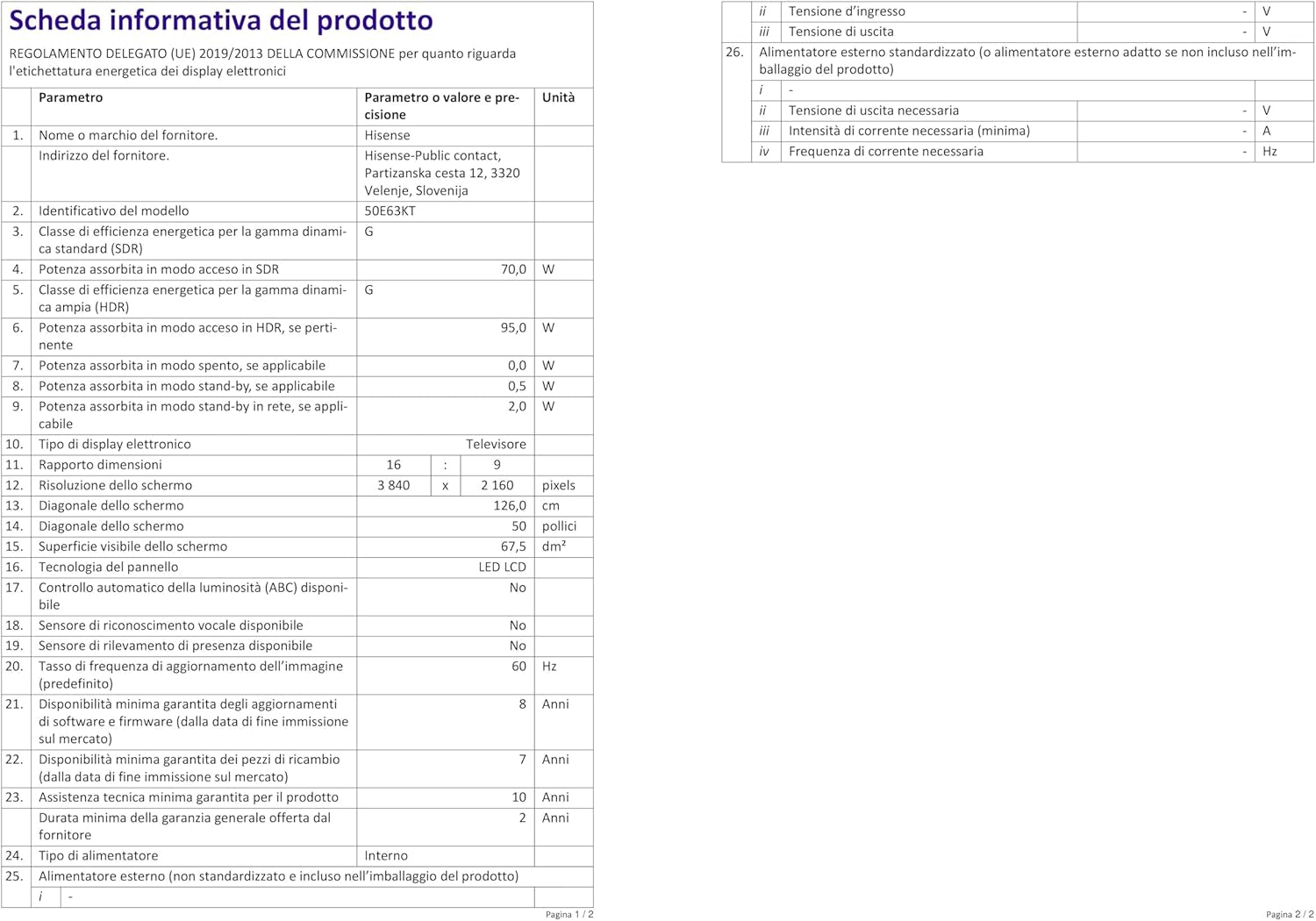 Televizor LED Hisense 50E63KT, 50 de inci, Smart TV UHD 4K