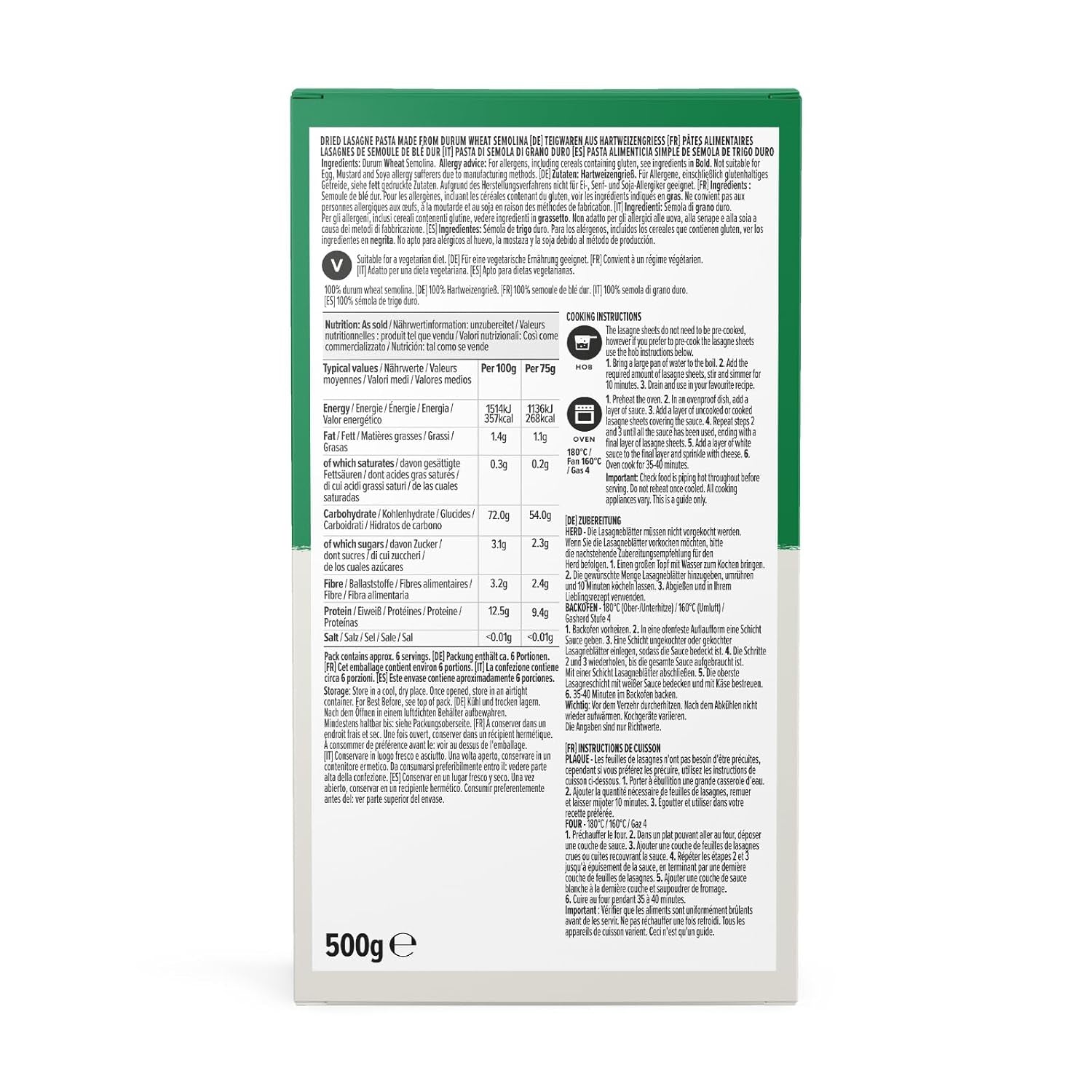 Lasagneblätter von Amazon, 500g