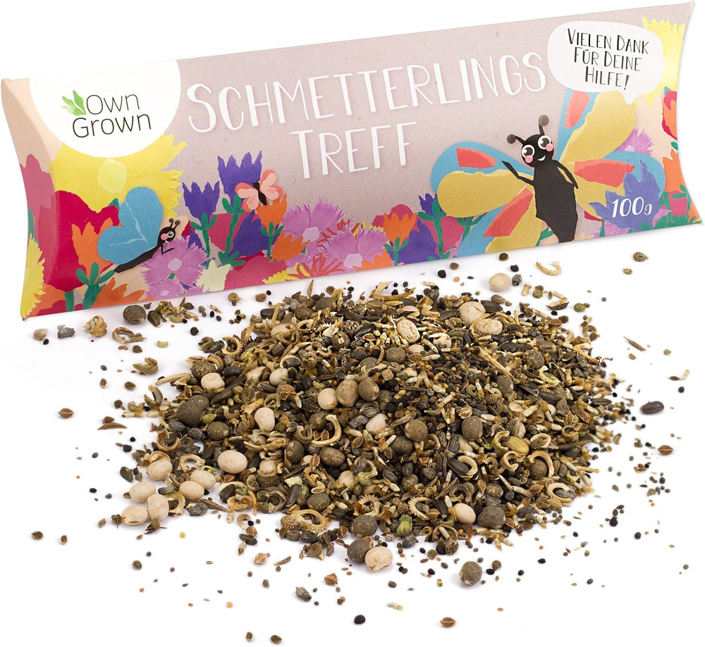 Butterfly Meeting Blumenmischung: 100 g Premium-Schmetterlingsblumensamen – insektenfreundliche Bienensamen, mehrjährige und einjährige Blumensamen für Wiesen – Wildblumensamen von OwnGrown