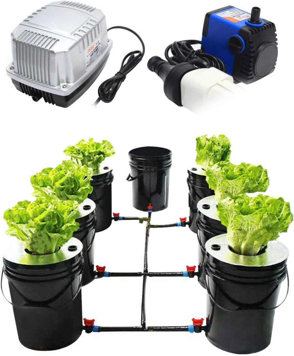 Hydroponisches System DWC 5-Gallonen-Hydrokultur-Anbausystem-Kit 20 l x 7 Eimer Hydrokultur-Anbausystem für den Innenbereich, Multi-Barrel-Hydrokultur-Maschinen-Tropfbewässerungssystem