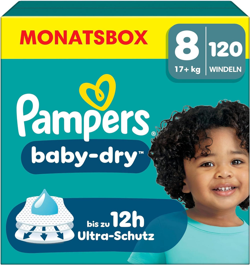 Pampers Baby-Dry Windeln, Größe 5, 174 Windeln, 11 kg – 16 kg, bis zu 100 % Auslaufschutz und Komfort die ganze Nacht