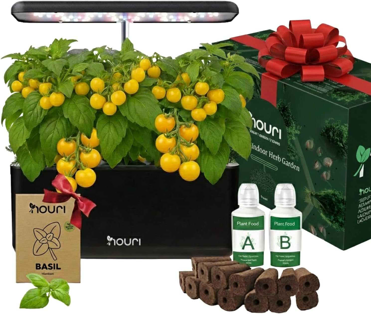 Neue 7 Bridge + Heirloom Basilikum | Smart Garden für Hobbyköche | Hydroponisches Anbausystem | LED-Wachstumslichter | Kräutergarten-Set für den Innenbereich für Pflanzenliebhaber und Gärtner, Weiß