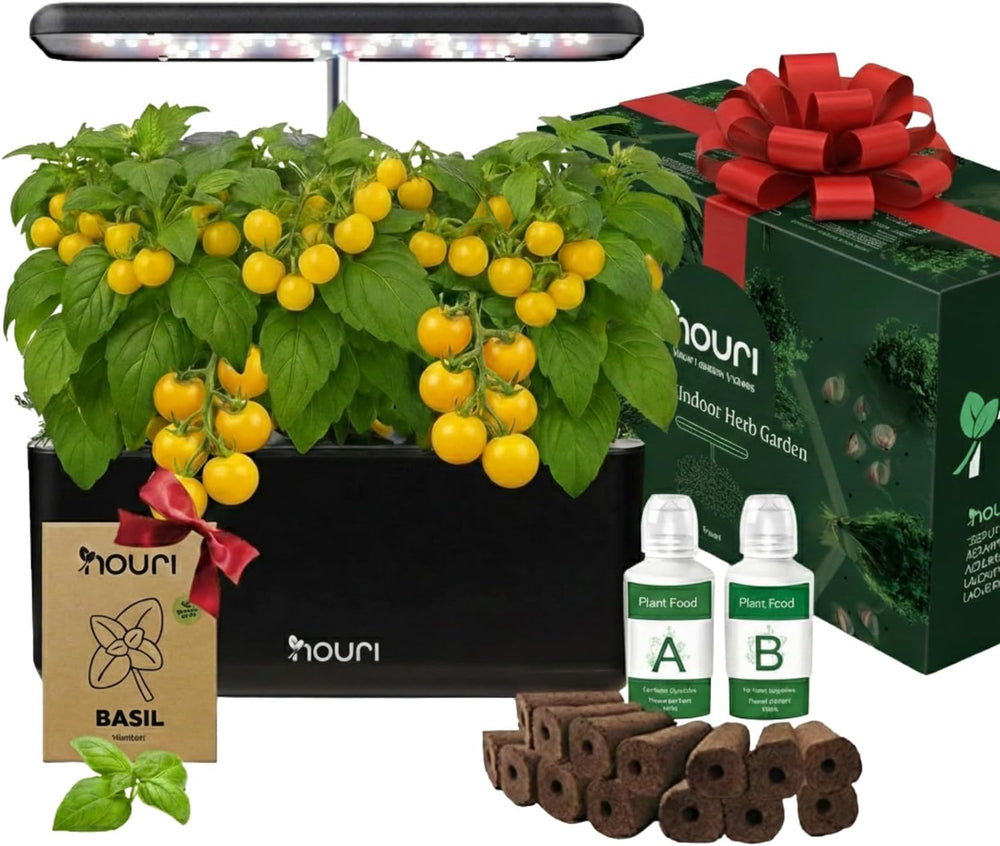 Neue 7 Bridge + Heirloom Basilikum | Smart Garden für Hobbyköche | Hydroponisches Anbausystem | LED-Wachstumslichter | Kräutergarten-Set für den Innenbereich für Pflanzenliebhaber und Gärtner, Weiß