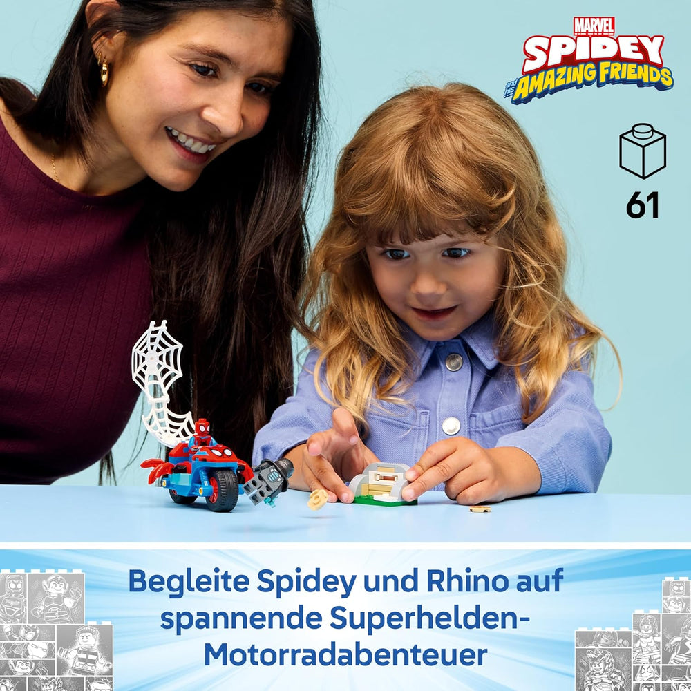 LEGO ǀ Marvel Spidey und Seine Super-Freunde Spidey auf Motorrad vs. Rhino – Superhelden-Spielzeug mit Motorrad und 2 Minifiguren – Geschenk für Jungen ab 4 Jahren und Fans der Serie – 11206