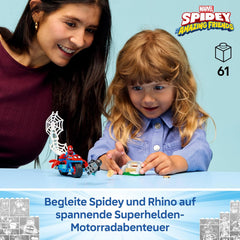LEGO ǀ Marvel Spidey und Seine Super-Freunde Spidey auf Motorrad vs. Rhino – Superhelden-Spielzeug mit Motorrad und 2 Minifiguren – Geschenk für Jungen ab 4 Jahren und Fans der Serie – 11206