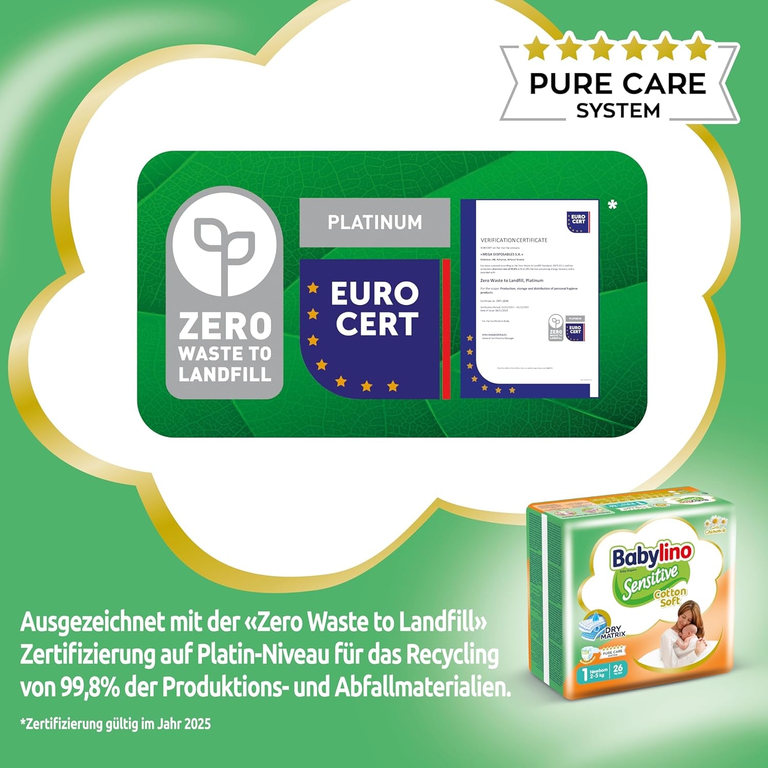 Sensitive Babywindeln, Größe 1, Neugeborene (2-5 kg), 26 Stück