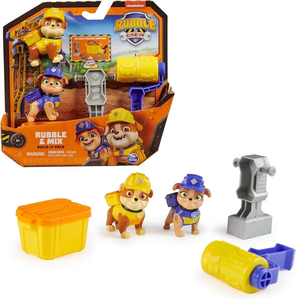 Rubble & Crew – Rubble & Mix Figuren-Actionfiguren-Set, 2 Bauspielzeuge und 85 g kinetischer Bausand, Spielzeug geeignet für Kinder ab 3 Jahren. Actionfiguren Naty Shop Rubble Mix