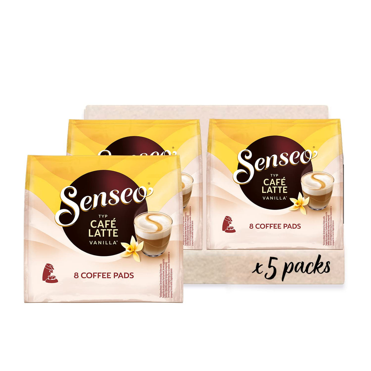 Senseo Pads Café Latte Vanilla, 5 x 8 Getränke, 40 Kaffeepads