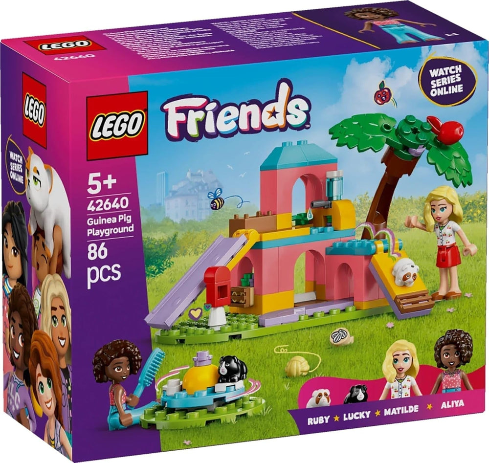 LEGO Friends Meerschweinchen-Spielplatz, Bau- und Rollenspielset mit 2 Minifiguren und 2 Tieren, Spielzeug für Mädchen ab 5 Tieren, Tierset 42640