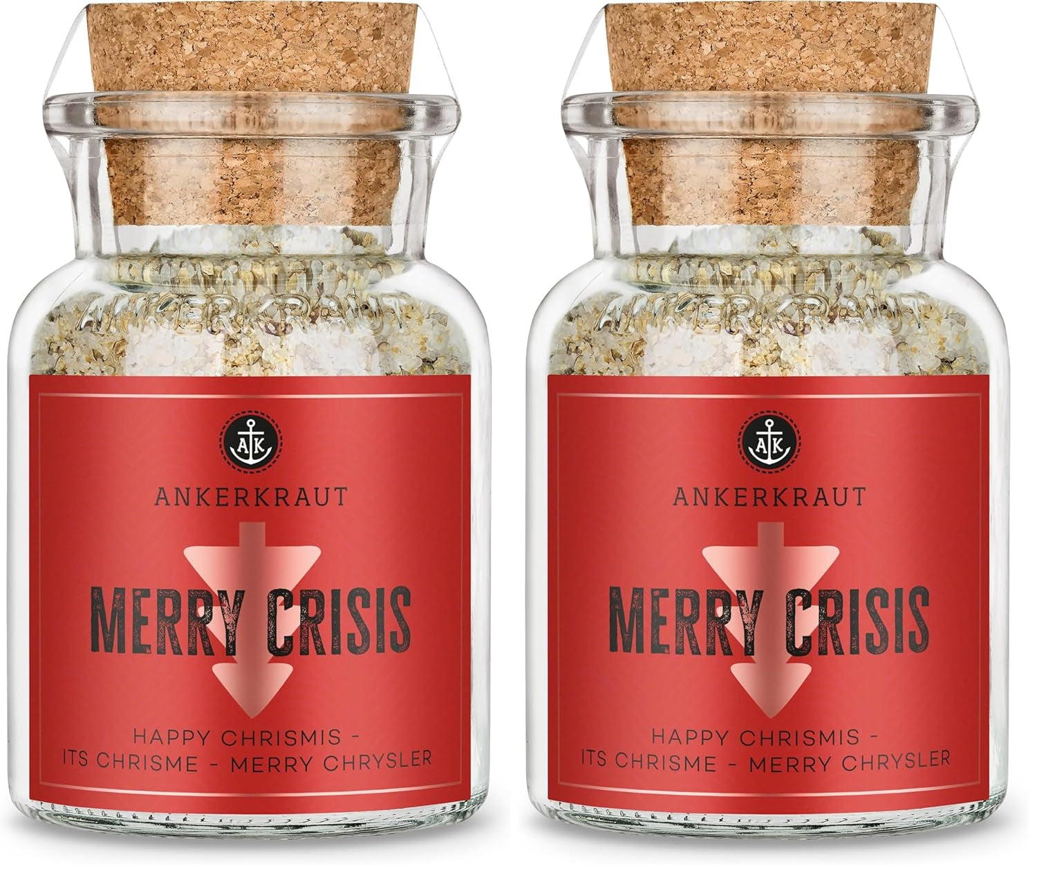 Ankerkraut „Merry Crisis“ Anlass-Gewürz, Aioli Pfeffer Salz zum Verschenken, Gewürz Geschenk mit Knoblauch, 155 g im Korkenglas