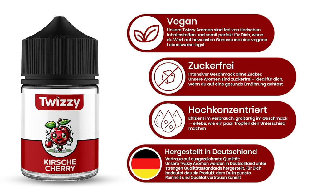 Twizzy Kirsch-Lebensmittelgeschmack – 60 ml – Intensiver Geschmack – Ideal zum Backen. Aromen Naty Shop