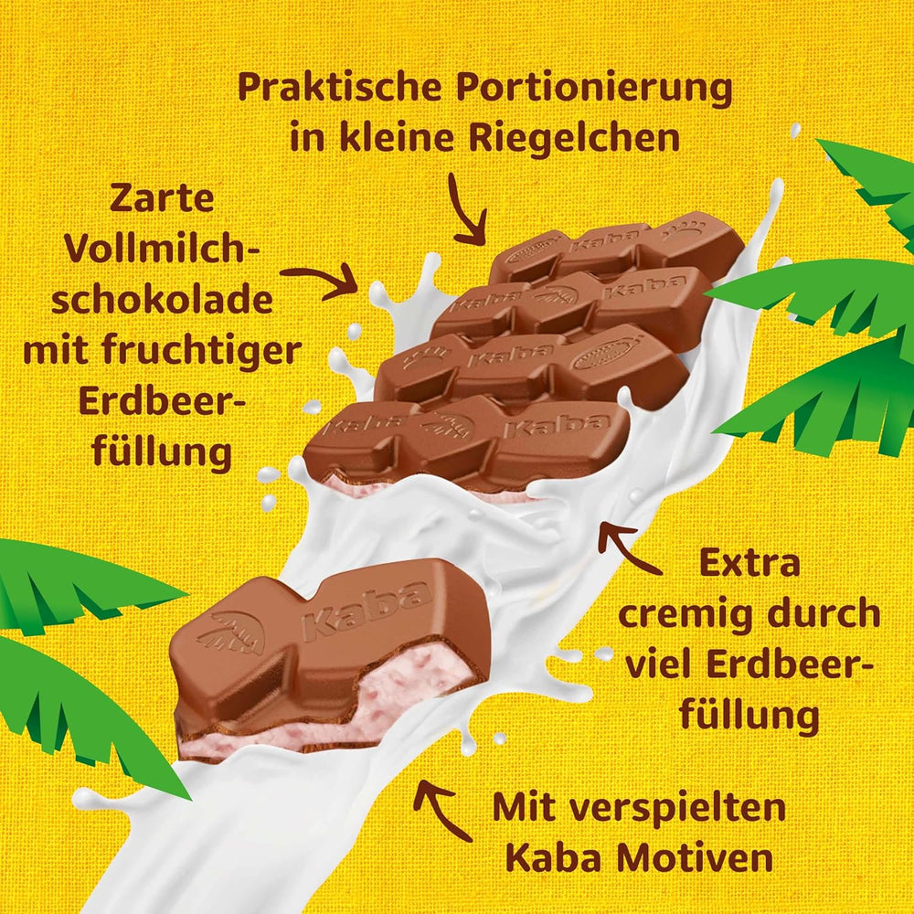 Kaba Milchschokolade mit Erdbeercreme, gefüllte Tafelschokolade, 90g-Riegel, zartschmelzende Schokolade mit fruchtiger Erdbeercreme und Kaba-Originalgeschmack (2er-Pack)