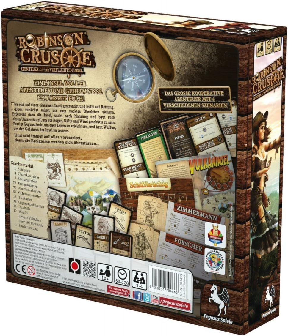 Pegasus Spiele 51945G – Robinson Crusoe, für 1-4 Spieler
