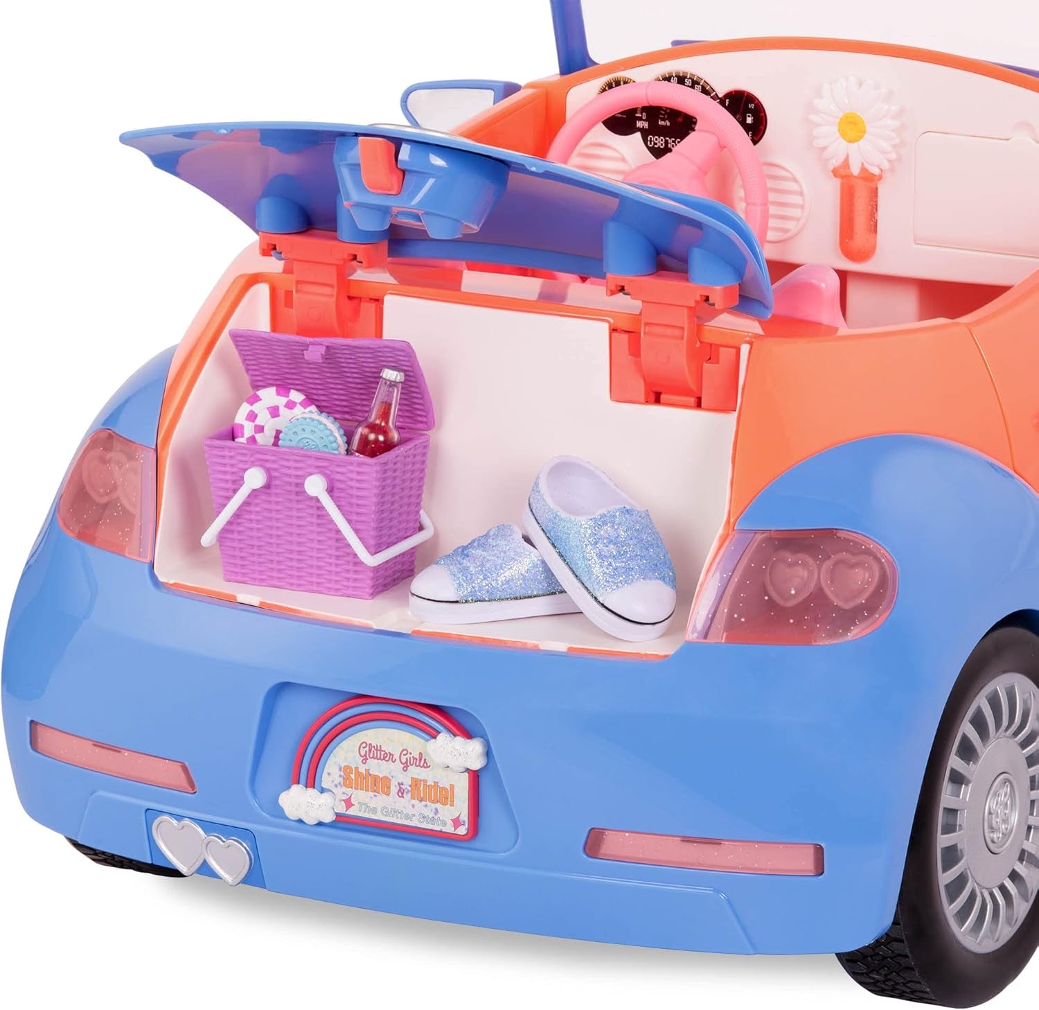 Glitter Girls - Fifer & GG Cabrio - 36 cm Puppe & Fahrzeug-Paket - Orangefarbener Oldtimer - 3 Jahre +
