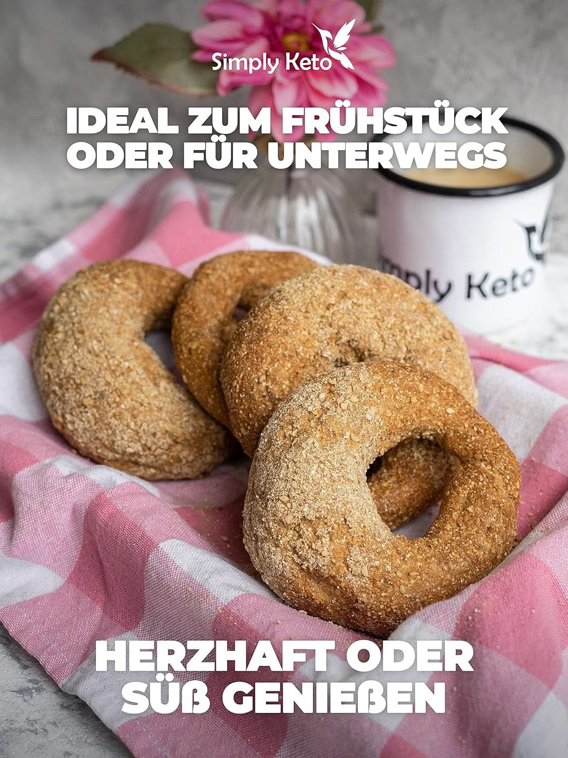 Simply Keto Lower Carb* Bagel-Backmischung für Low Carb* und ketogene Diät – laktose- und glutenfrei – 335 Gramm Naty Shop Kitchen