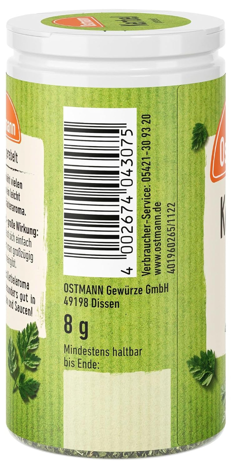 Ostmann Gewürze - Kerbel gerebelt | Kräuternote für Lammgerichte und deftige Eintöpfe | 8 g in der Streudose