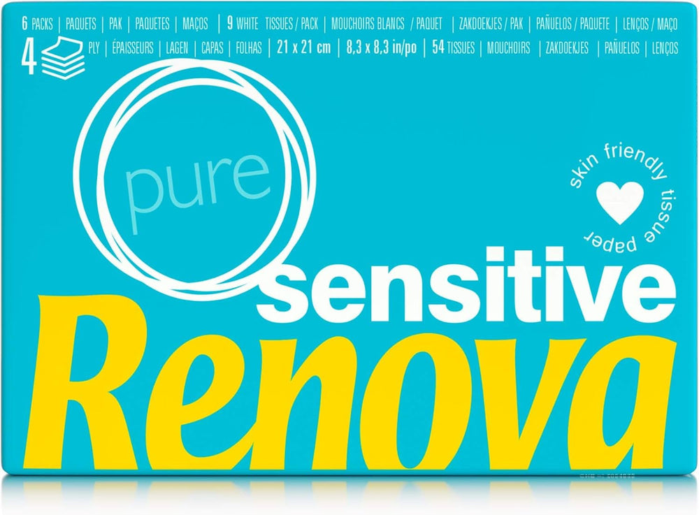 Renova Handkerchiefs Sensitive Pure - 6 pachete de servetele albe