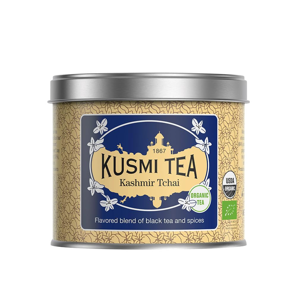 Kusmi Tea - Tchaï of the Tiger - Ceai negru indian organic cu condimente - Ceai Chai - în colaborare cu WWF - Ceai vrac - cutie metalică de 100 g - cantitate pentru aproximativ 50 de cești