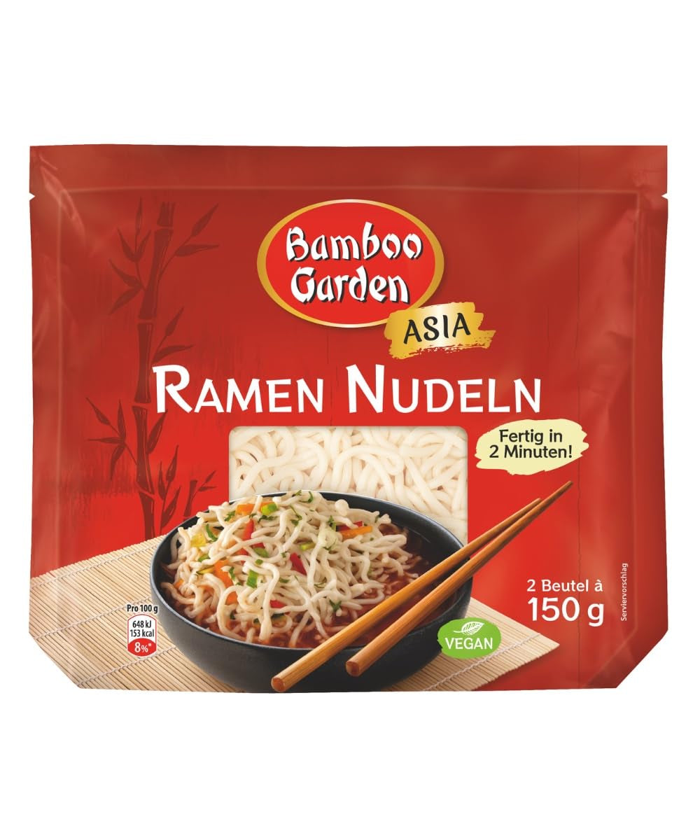 Bamboo Garden – Vorgekochte Ramen-Nudeln | Fertig in 2 Minuten | Veganer | 300g im Beutel