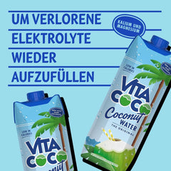 Vita Coco Pure Coconut Water 6 x 1 Liter, natürliche Feuchtigkeitscreme mit Elektrolyten, glutenfrei, voller Vitamin C und Kalium Naty Shop