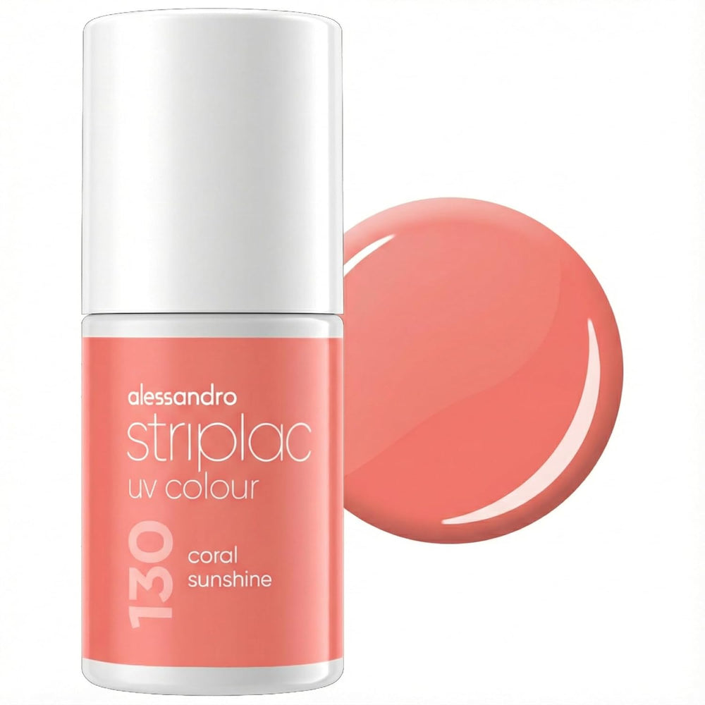 UV-Nagellack alessandro Striplac Coral Sunshine – Zart und langanhaltend – Einfache Entfernung dank der Entfernungstechnologie – Vegan und tierversuchsfrei – 8 ml