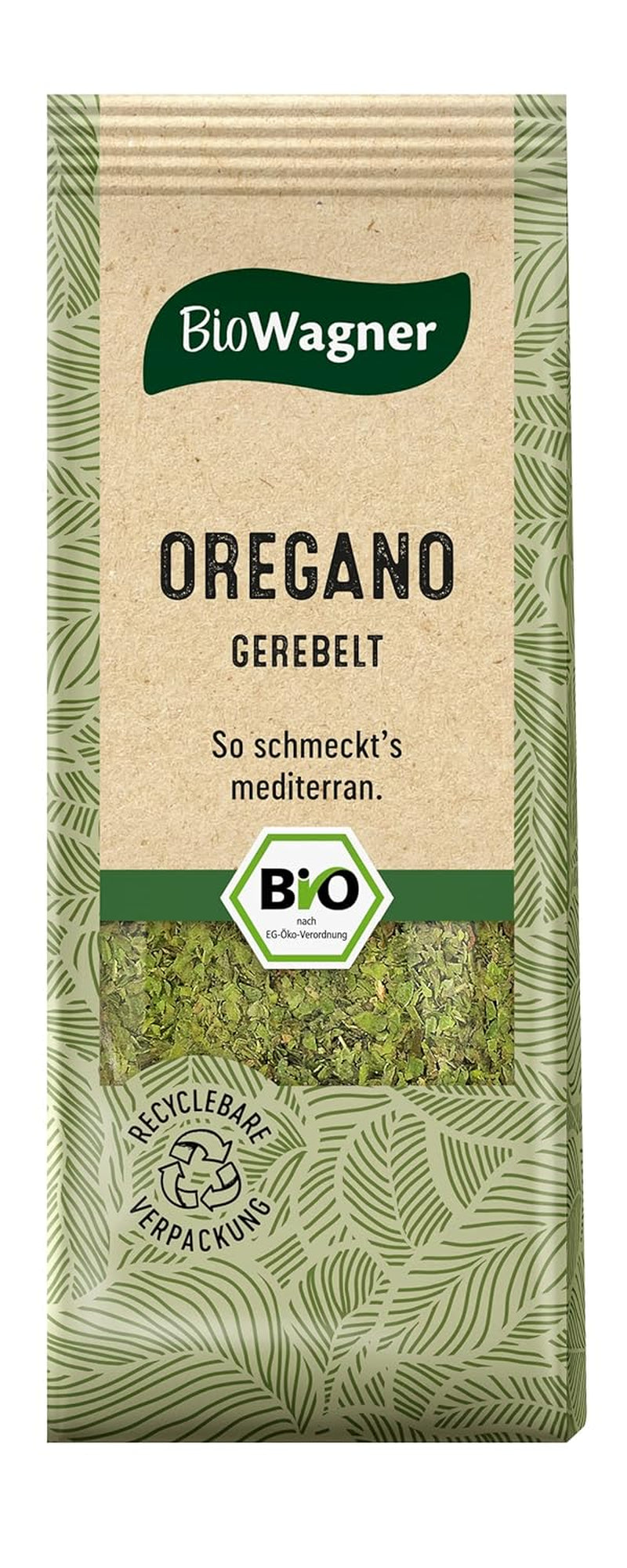BioWagner - Bio Oregano Gerebelt | Mediterrane Noten für Pizza, Pasta oder Fleischgerichte | naturbelassene Bio-Zutaten | recycelbare Verpackung | 10 g