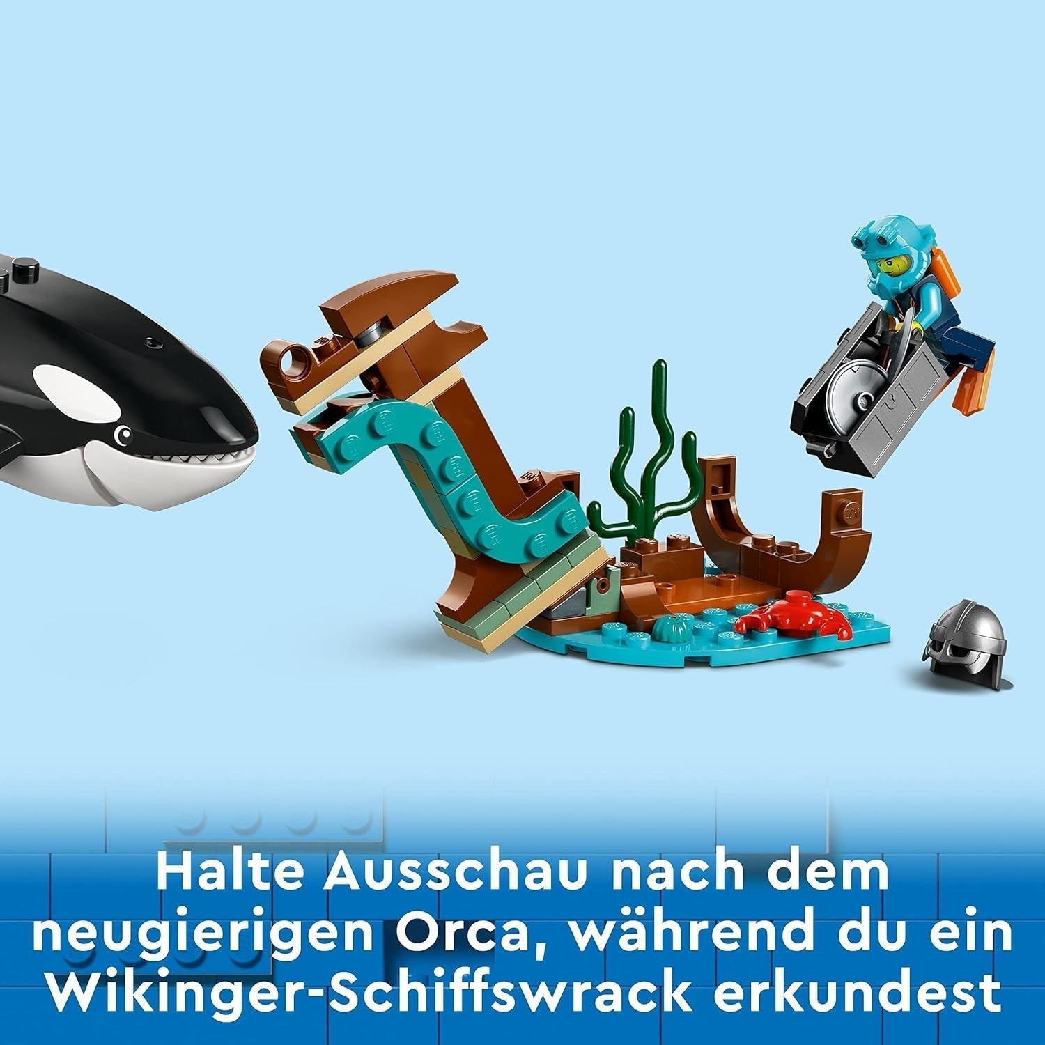 LEGO City Arktisches Forschungsschiff, großes schwimmendes Spielzeugboot mit Hubschrauber, Schlauchboot, Rov-U-Boot, Wikingerwrack, 7 Minifiguren und Orca-Figur, Geschenk für Kinder ab 7 Jahren 60368 Bausets Besuchen Sie den LEGO-Store