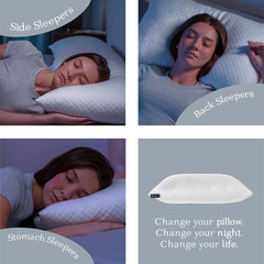 Dreamyblue Pernă premium pentru dormit - Umplutură din spumă de memorie mărunțită [loft reglabil] Husă lavabilă din bambus-won viscoză - Pentru laturi, spate și burtă glisante - Perne standard Naty Shop