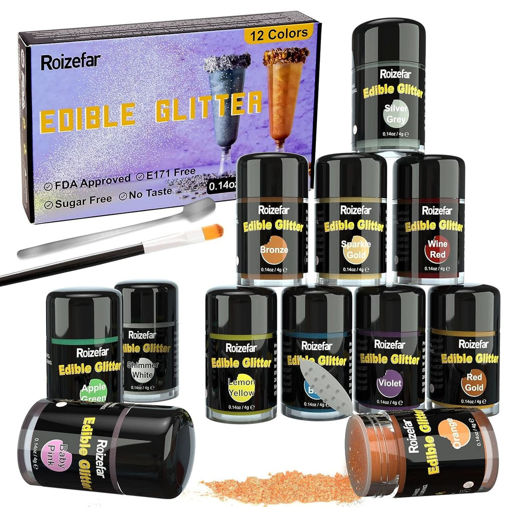 Glitter comestibil, diverse culori si cantitati Naty Shop 12 Culori Set de 14 piese