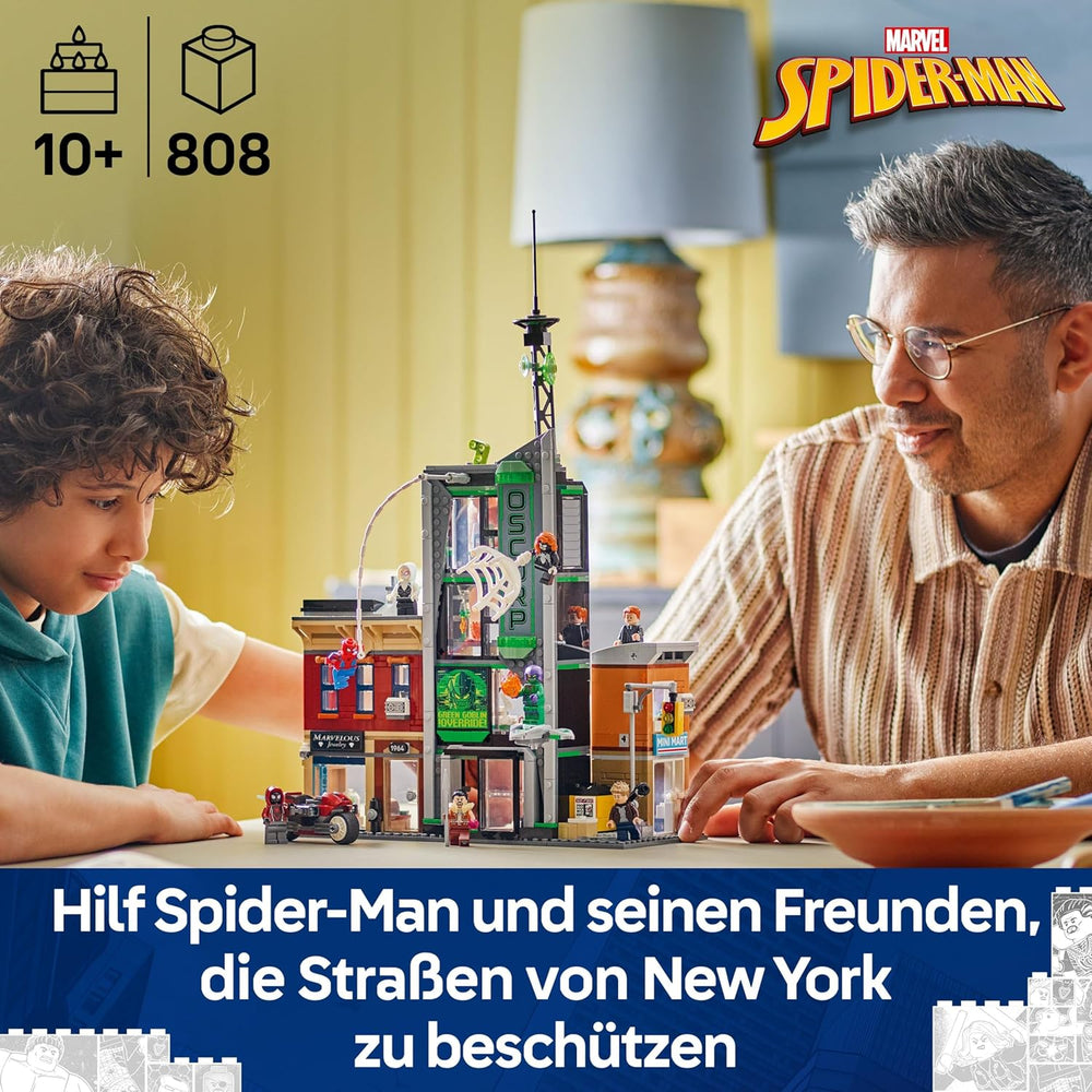 LEGO ǀ Marvel Spider-Man Vs. Oscorp – Bauset zum Sammeln für Kinder mit 8 Minifiguren, darunter auch Spider-Woman, Miles Morales, Ghost Spider und Green Goblin – Geschenk ab 10 Jahren – 76324