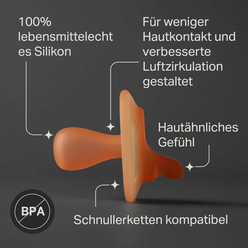 Suzete Tommee Tippee Ultra-Light StayPut și Night Glow, 0-6 luni, pachet de 4, design din silicon dintr-o singură bucată, senzație moale pe piele