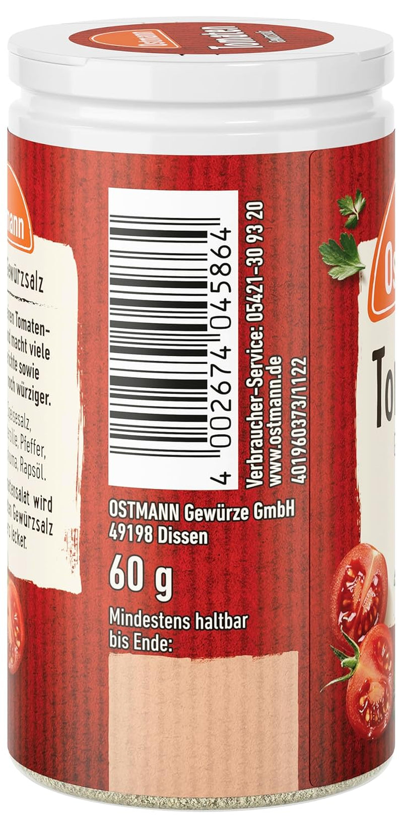 Ostmann Gewürze - Tomatengewürzsalz | Perfekt zum Würzen von Tomatensalat und Bruschetta 60 g in der Streudose