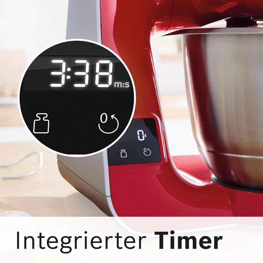 Küchenmaschine Bosch Serie 4 MUM5X720, integrierte Waage, Edelstahlschüssel 3,9 l, Mixer 1,25 l, 1000 W, Zubehör für Lebensmittel und Stillen, Bebe Naty Shop