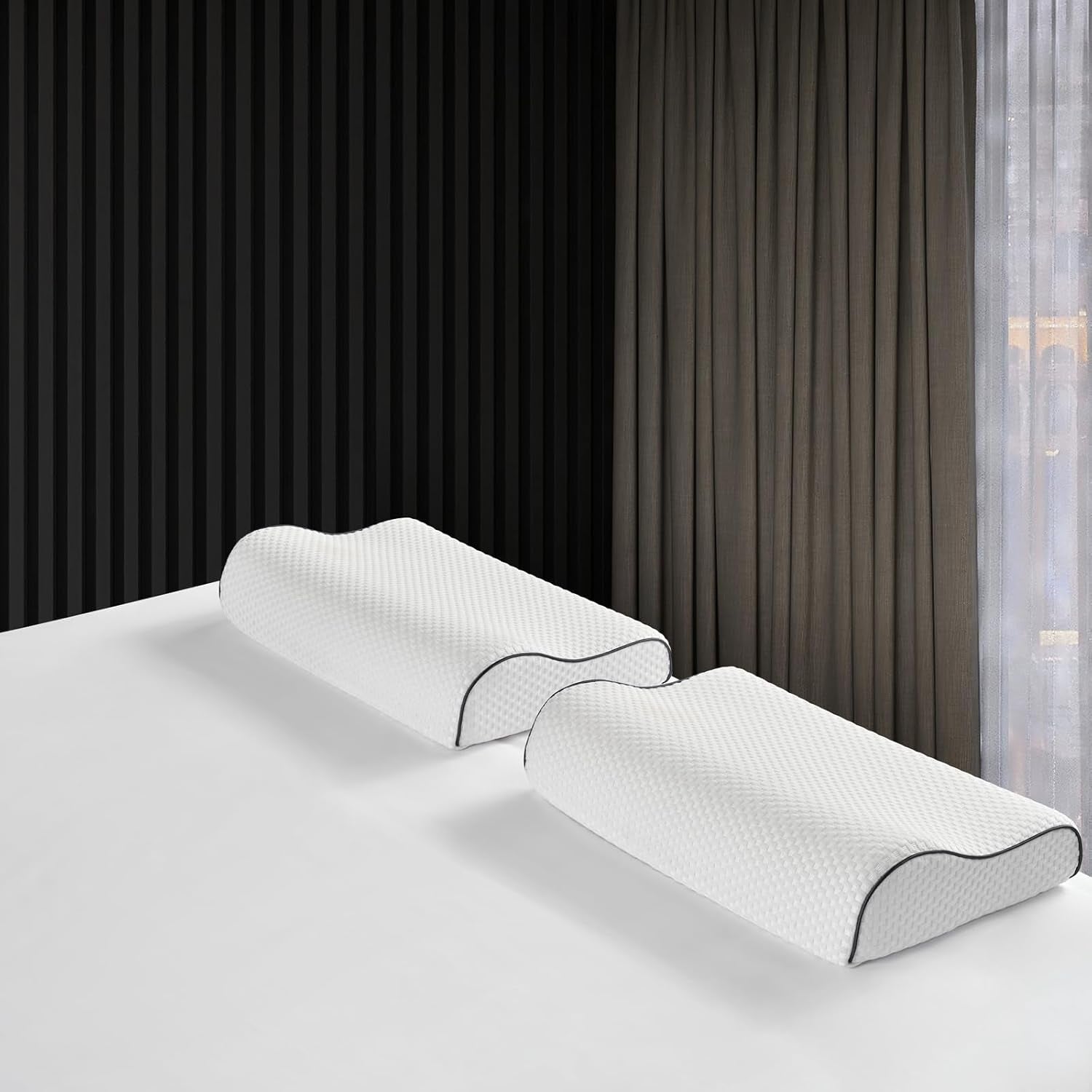 Z-Hom pernă de susținere a gâtului, pernă din spumă cu memorie, pernă pentru dormit lateral, pernă ergonomică, pernă anti sforăit, pernă ortopedică de dormit, husă detașabilă (49 X 30 X 7/10 Cm) Perne ortopedice cervicale Naty Shop