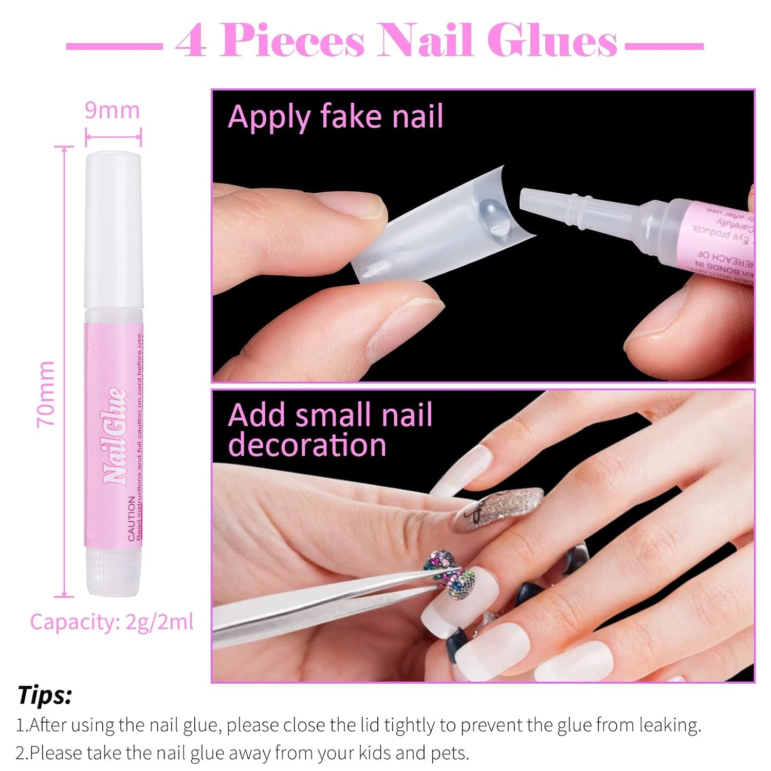 500 de bucăți de vârfuri de unghii artificiale franceze, set de vârfuri de unghii false acrilice, extensii de unghii, vârfuri de unghii, accesorii pentru unghii false cu 4 bucăți de lipici pentru design de unghii, unghii cu gel, naturale