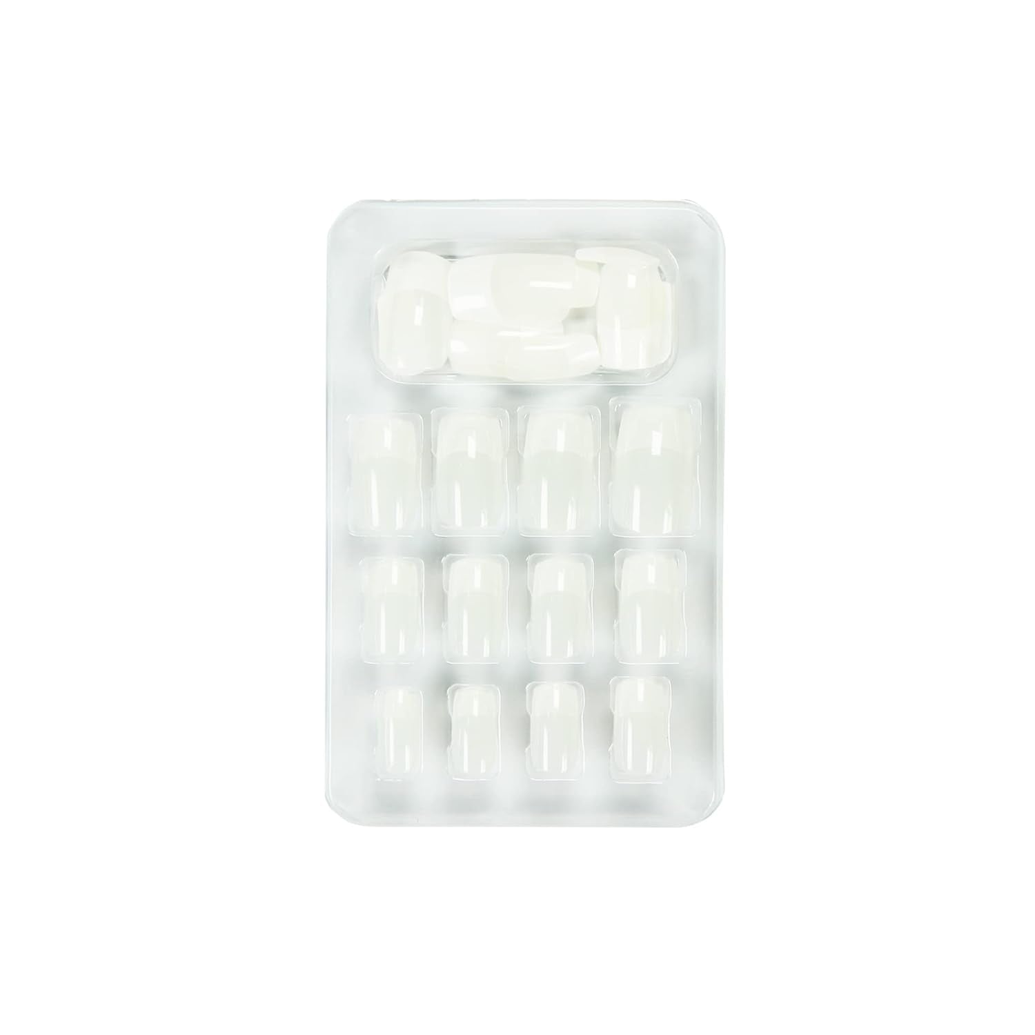 Glam'Up Paris – Unghii False – Acoperire Completă – Ușor de Utilizat – 24 Unghii False Per Cutie + Bandă Dublu Adezivă – Formă Pătrată XL – Nr. 3 – Manichiură Franceză, Alb