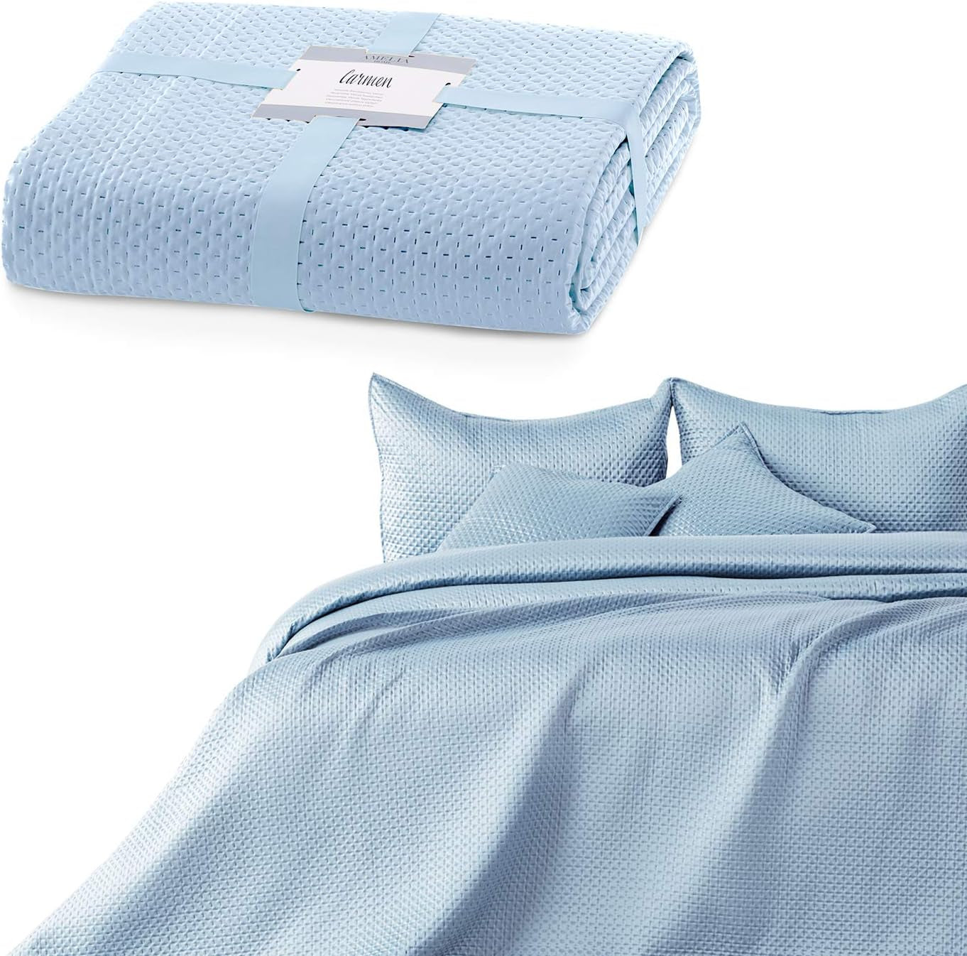 Ameliahome Tagesdecke 200 x 220 cm, dunkelgrüne Tagesdecke mit zwei geprägten Seiten, mattes Satin, Carmen-Betten und Decken. Besuchen Sie den AmeliaHome-Store Carmen grau, 260 x 280 cm