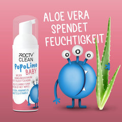 PopoLino Baby-Schaumstoff mit weicher Unterseite anstelle nasser Babytücher. Veganer und natürlicher kosmetischer Reinigungsschaum! Poschaum mit Aloe Vera, Hamamelis, Bergamotte und Vitamin E. Macht Po und Umwelt glücklich.