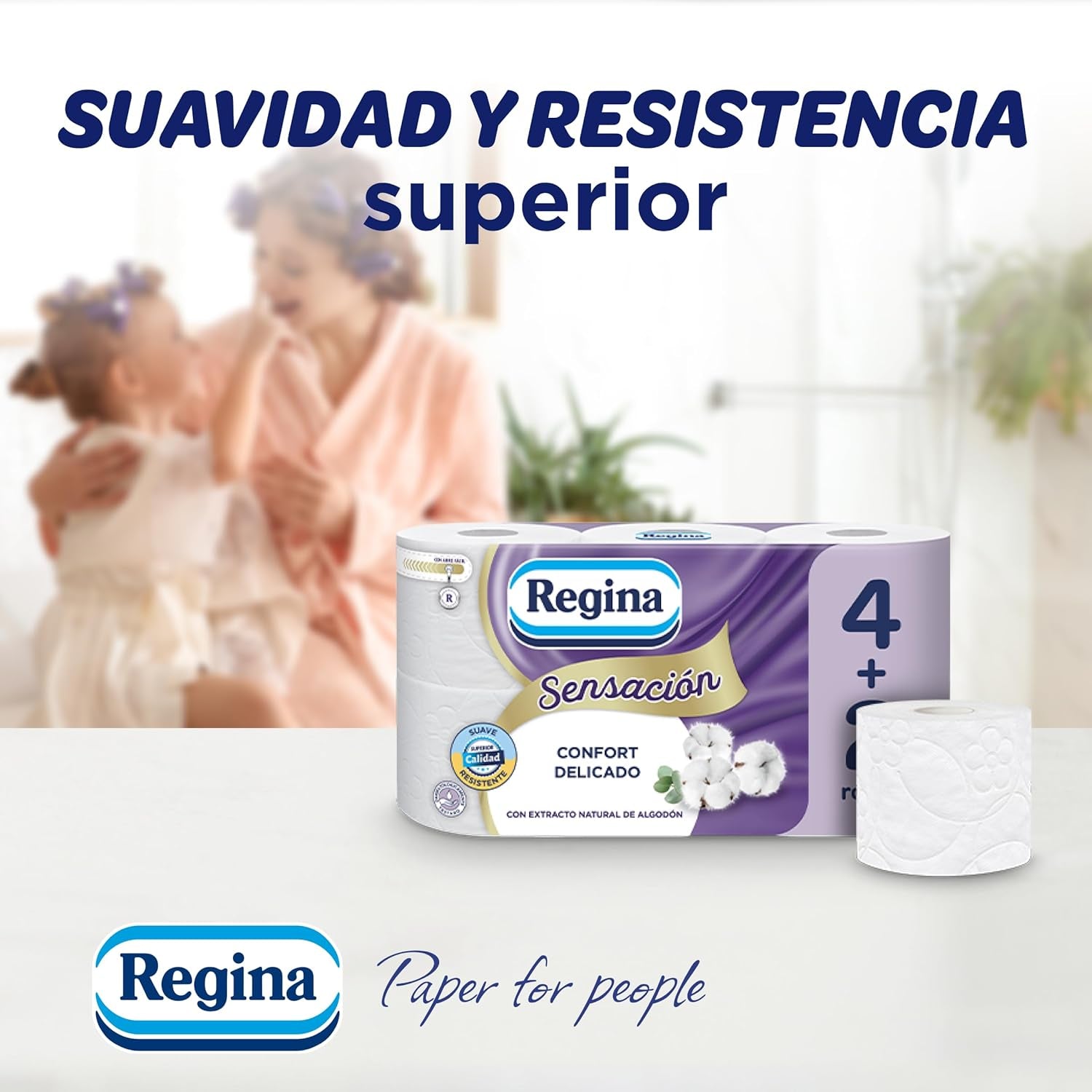 Regina Feeling - 42 role hârtie igienică, 175 foi cu trei straturi, extract natural de bumbac și parfum delicat, 60% ambalaj din plastic reciclat, 100% hârtie certificată Fsc