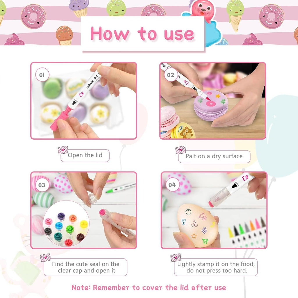 Pixuri de colorat alimentar pentru copt, pix de colorat alimentar pentru ouă de Paște, pixuri de colorat fondant, 12 markere cu punct fin, alimente, scriitor pentru fursecuri, prăjituri, fondant, deserturi, pix comestibil de scris