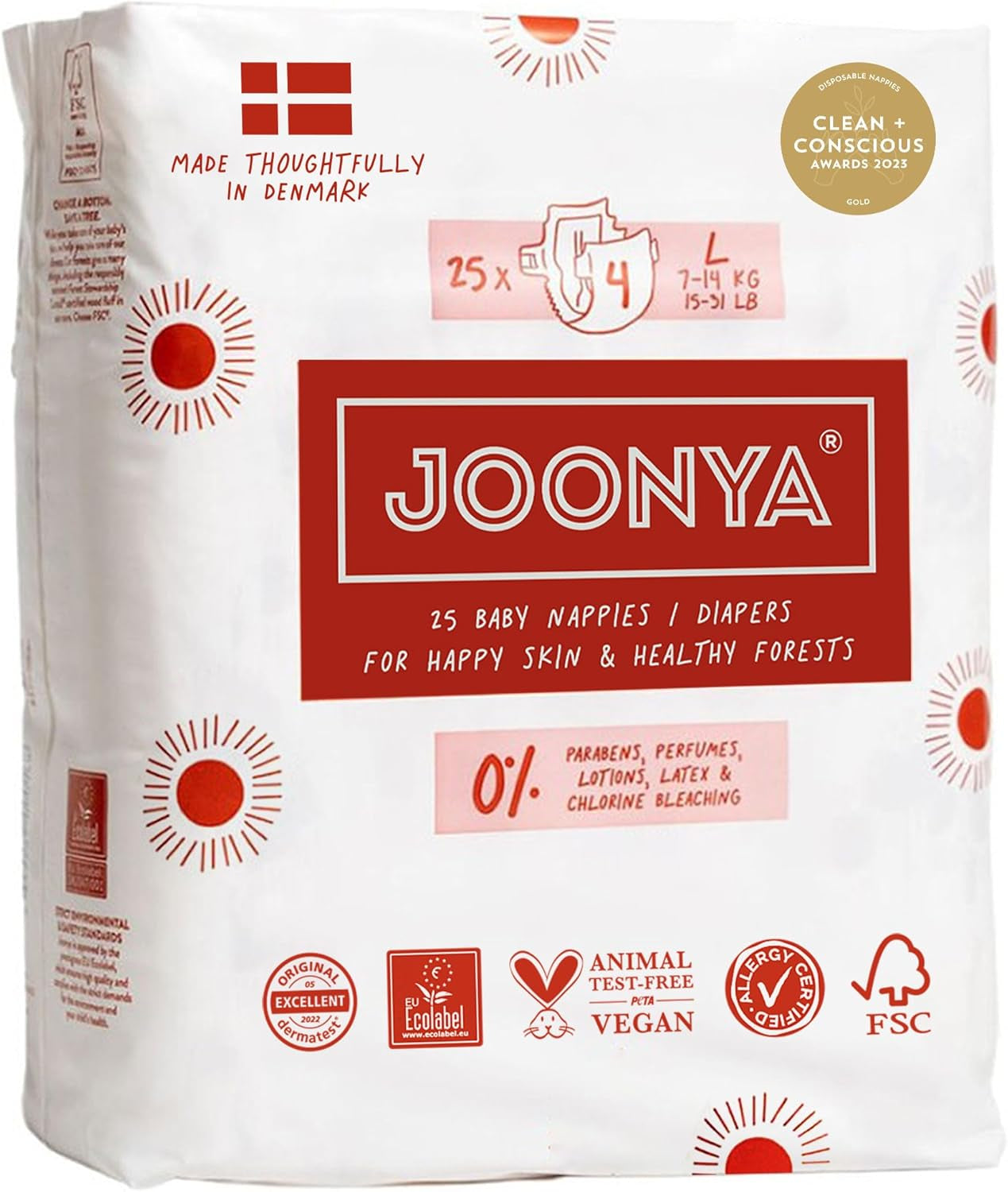 Babywindeln, Größe 3M (4-8 kg) – 1 Beutel mit 28 Stück – Keine Schadstoffe, umweltfreundlich, sehr saugfähig, für den Nachtgebrauch geeignet, ultradünn und weich – Hergestellt in Dänemark