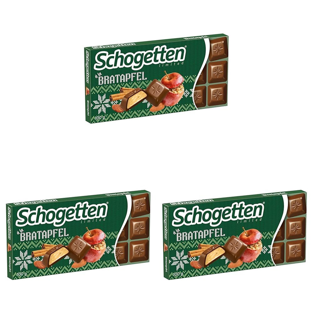 Schogetten Winter Edition mit reifen Äpfeln I Schokoriegel 100g I mit Vollmilchschokolade und in praktischen Einzelstücken