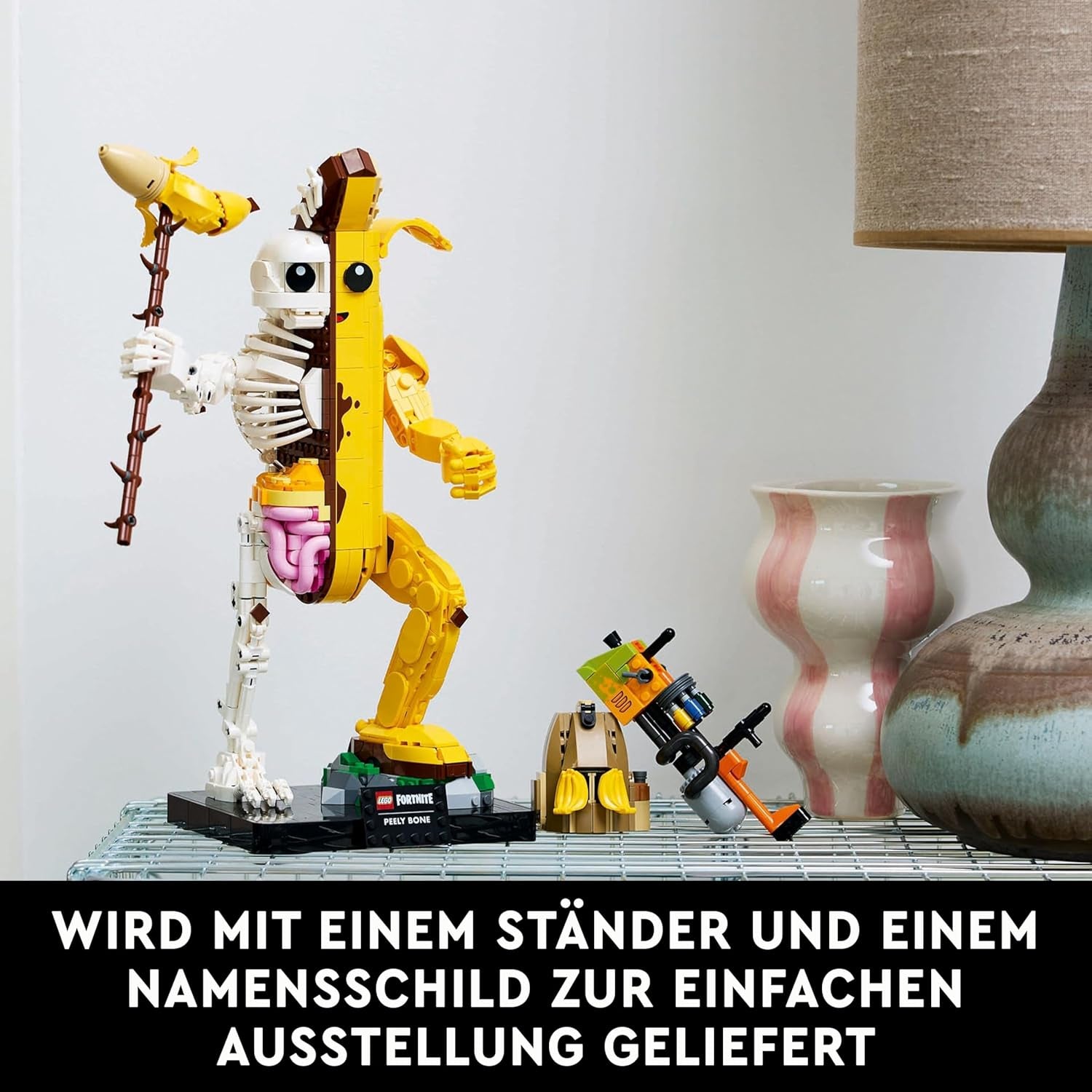 LEGO Fortnite Knochen-Schali – Gamer Modellbau – Bauset für Erwachsene – Schalenschläger Spitshacke, Farbwerfer, Bananenrucksack – Gaming Deko – DIY Set – Gaming Geschenk für Erwachsene & Fans – 77072