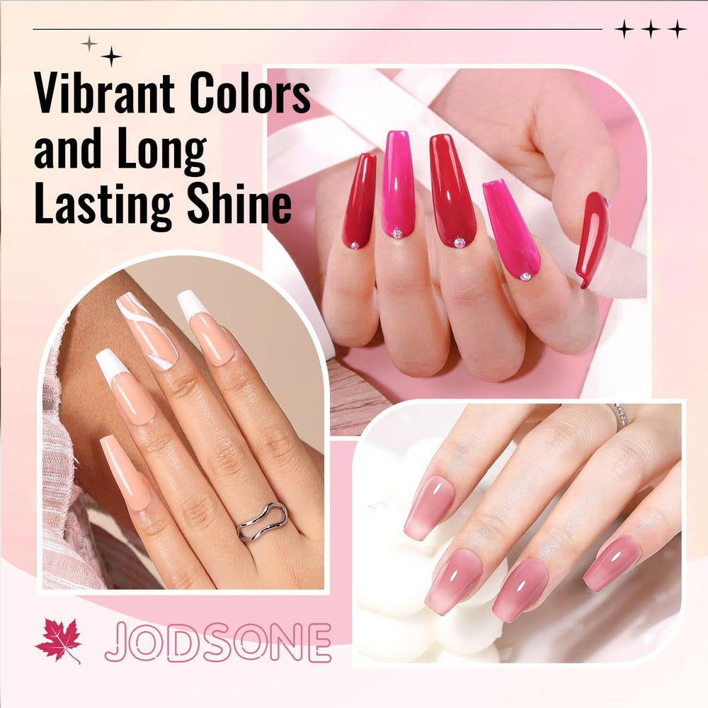 JODSONE 12-teiliges Nagellack-Set, 10 Farben, Kombination aus 2 Unterlacken und Überlack, schnell trocknender Nagellack für Amateure und Anfänger