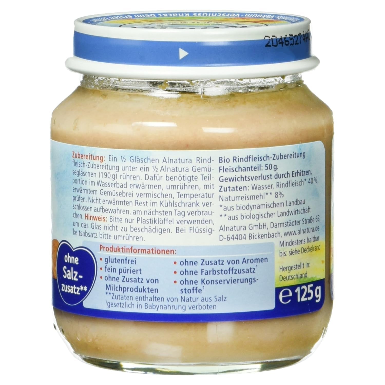 Preparat din carne de vită organică, 125 g